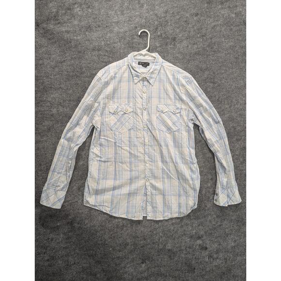 INC Blue/Yellow Plaid Button Down Tailored Fit Shirt Men's Size XL - Picture 1 of 8